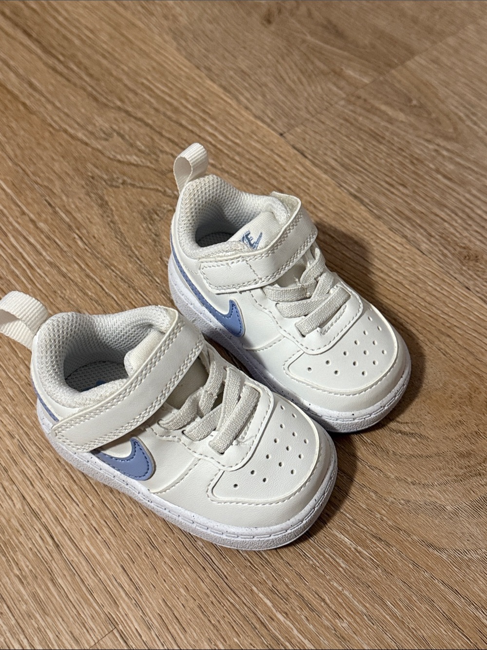 Baby Nike White Kids Sneakers with Light Blue Accent